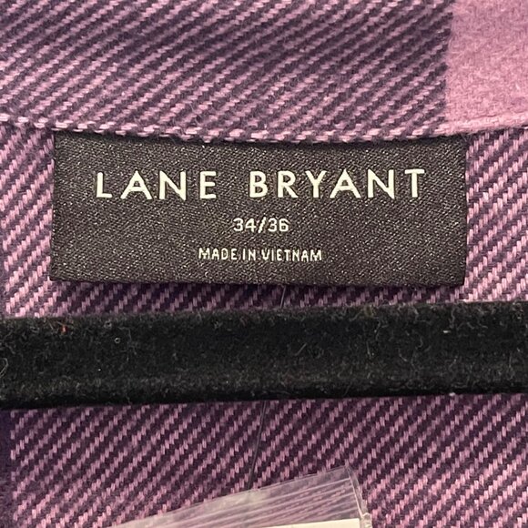 NWT Lane Bryant Womens Purple, lilac Flannel Plaid Button-Up Shirt 34/36, 6X NEW - Picture 4 of 10